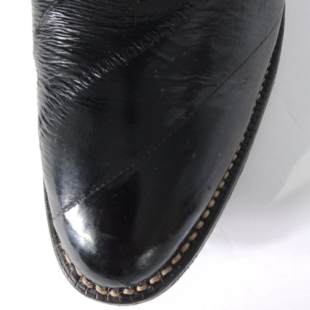 Justin Women's Vintage 1970's Black Eel Skin Cowboy Boots Made In U.S.A. Sz 7.5 - Picture 10 of 16